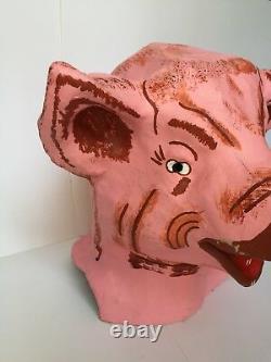 VTG Paper Mache Head Mask Pig 3 Three Little Pigs 1 More Available Antique RARE