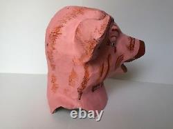 VTG Paper Mache Head Mask Pig 3 Three Little Pigs 1 More Available Antique RARE