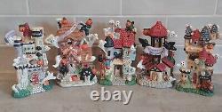 VTG Porcelain Ghost Village Houses By Kurt S Adler. Rare Halloween Lot Of 5 EUC