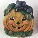 Vtg Rare Ceramic Light Up Halloween Jack-o-lantern Pumpkin Black Cat Cute