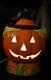 Vtg Rare Ceramic Light Up Halloween Jack-o-lantern Pumpkin Witch Pottery