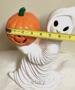 VTG RARE HALLOWEEN Ceramic Mold Ghost Holding a Pumpkin No Light! NOSTALGIA
