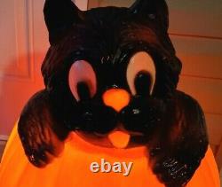 VTG RARE Halloween TPI Witch Pumpkin & BLACK CAT Plastic Blow Mold 26 (1)