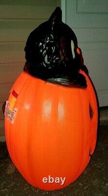 VTG RARE Halloween TPI Witch Pumpkin & BLACK CAT Plastic Lighted Blow Mold 26