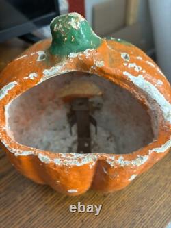 Very Rare Antique Paper Mache Halloween Jack-O-lantern Pumpkin