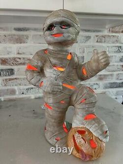 Very Rare! Vintage Holland Mold Ceramic Halloween Light Up Mummy Jack-O-Lantern