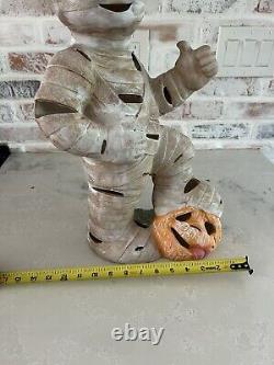 Very Rare! Vintage Holland Mold Ceramic Halloween Light Up Mummy Jack-O-Lantern