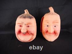 Very Rare Vintage Laurel and Hardy Rubber Halloween Pumpkins Who-Is-It Products