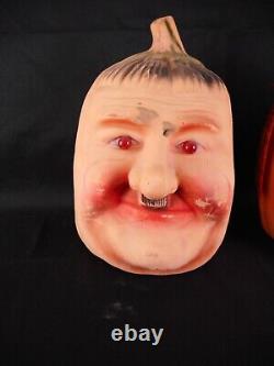 Very Rare Vintage Laurel and Hardy Rubber Halloween Pumpkins Who-Is-It Products