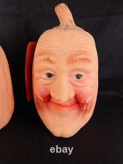 Very Rare Vintage Laurel and Hardy Rubber Halloween Pumpkins Who-Is-It Products