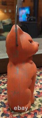 Very Rare Vintage Orange Painted Metal Cat Tealight Votive Candle Halloween