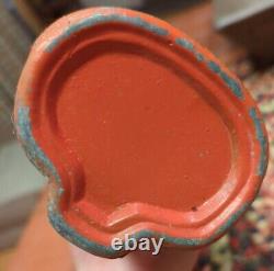 Very Rare Vintage Orange Painted Metal Cat Tealight Votive Candle Halloween