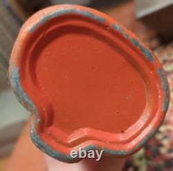 Very Rare Vintage Orange Painted Metal Cat Tealight Votive Candle Halloween
