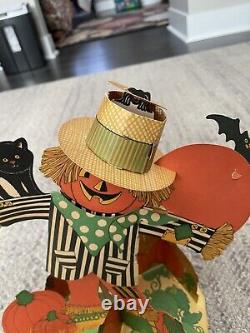 Very rare Antique Halloween Scarecrow popup cardboard