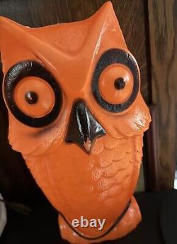 Vintage 13 OWL Halloween Blow Mold WORKS Rare Orange 1960s 70s No Fading