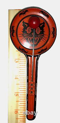 Vintage! 1920's Rare Halloween Small Tin Noisemaker Clanger Screeching Cat