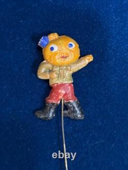 Vintage 1920s Halloween Veggie Boy Stick Pin Hat Pin Germany Composition Rare