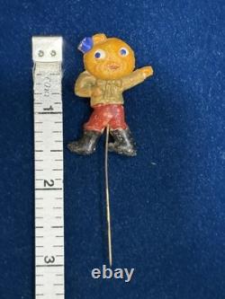 Vintage 1920s Halloween Veggie Boy Stick Pin Hat Pin Germany Composition Rare