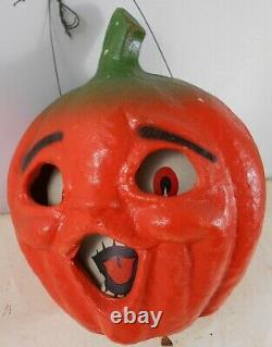 Vintage 1940's Paper Mache Pumpkin Jack-O-Lantern Rare 2 Face