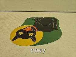 Vintage 1950's Beistle Die Cut Card Stock Yellow Moon Black Cat Decoration RARE
