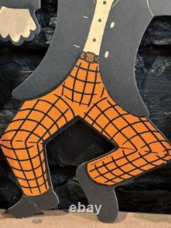 Vintage 1950s Halloween Die Cut Banner Garland Bats Witch Ghosts Decoration RARE