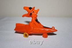 Vintage 1950s Rosen Rosbro RARE Flying Witch on a Rocket Black Cat toy Halloween