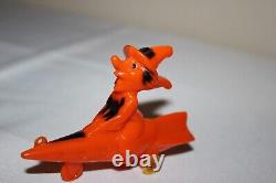 Vintage 1950s Rosen Rosbro RARE Flying Witch on a Rocket Black Cat toy Halloween