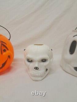 Vintage 1960s Halloween Peerless Empire Blowmold Candy Bucket Skull Light Rare