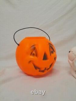 Vintage 1960s Halloween Peerless Empire Blowmold Candy Bucket Skull Light Rare