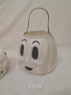 Vintage 1960s Halloween Peerless Empire Blowmold Candy Bucket Skull Light Rare