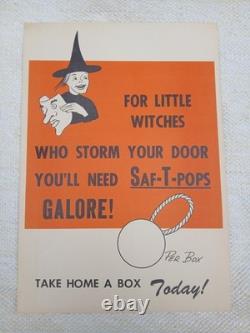 Vintage 1960s SAF-T-POPS Halloween Store Advertisement Sign Display RARE 14×10