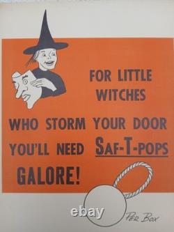 Vintage 1960s SAF-T-POPS Halloween Store Advertisement Sign Display RARE 14×10