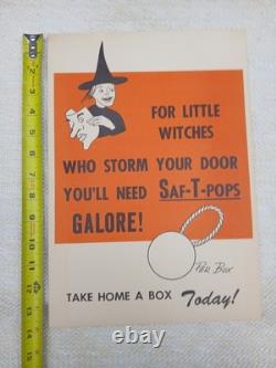 Vintage 1960s SAF-T-POPS Halloween Store Advertisement Sign Display RARE 14×10