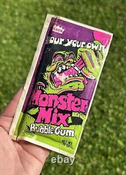 Vintage 1980's Fleer MONSTER MIX Bubble Gum Halloween Candy Pack RARE SEALED