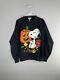 Vintage 1980s Snoopy Halloween Crewneck Sweatshirt 80s Size Large Black Usa Rare