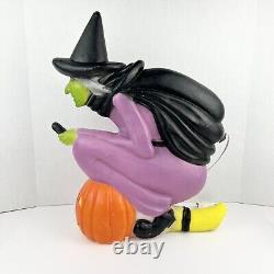 Vintage 1992 Don Featherstone Flying Witch Halloween Blow Mold Rare With Light