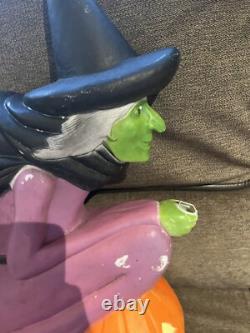 Vintage 1992 Don Featherstone Flying Witch Halloween Blow Mold Rare With Light
