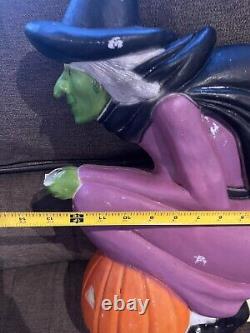 Vintage 1992 Don Featherstone Flying Witch Halloween Blow Mold Rare With Light