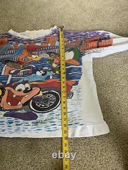 Vintage 1995 Looney Tiny Tunes City Slickers All Over Print Sweat Shirt Xl RARE