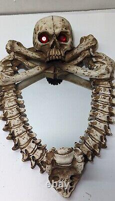 Vintage 1997 A. C. K Halloween Skeleton Skull Candle Sconce Mirror Rare 20