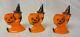 Vintage 3 Witches With Pumpkins Halloween Hard Plastic Candy Container Toys Rare