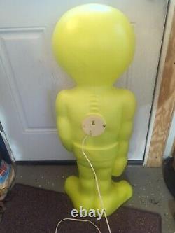 Vintage 36 Green Space Alien with Gun Blow Mold Rare Halloween Lighted Figure
