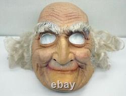 Vintage 70's Old Man Halloween Mask Rubber Face Stitched Hair Cesar RARE READ