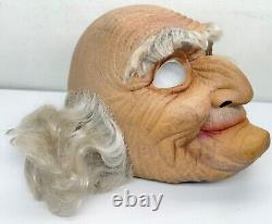 Vintage 70's Old Man Halloween Mask Rubber Face Stitched Hair Cesar RARE READ