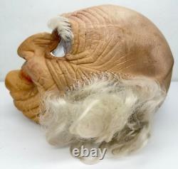 Vintage 70's Old Man Halloween Mask Rubber Face Stitched Hair Cesar RARE READ