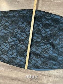 Vintage 80s Fishtail Corset Maxi Skirt Goth Scene HOCO Taffeta Lace RARE VTG