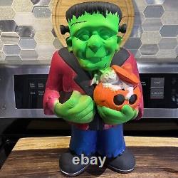 Vintage 80s Frankenstein Green halloween Table Decor Rare About 24 Inches Tall