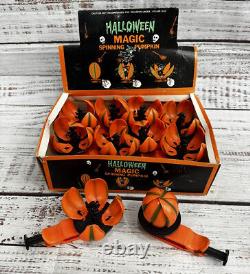 Vintage 80s Halloween Magic Spinning Pumpkin & Witch Push Spin Toy Box Lot RARE