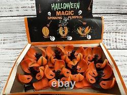 Vintage 80s Halloween Magic Spinning Pumpkin & Witch Push Spin Toy Box Lot RARE