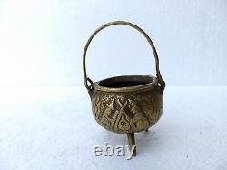 Vintage Antique Rare Brass Flying Witch Pot Halloween Holiday Seasonal